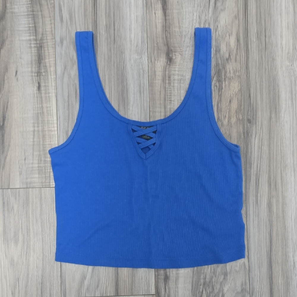 Blue Strappy Front Tank Top - M